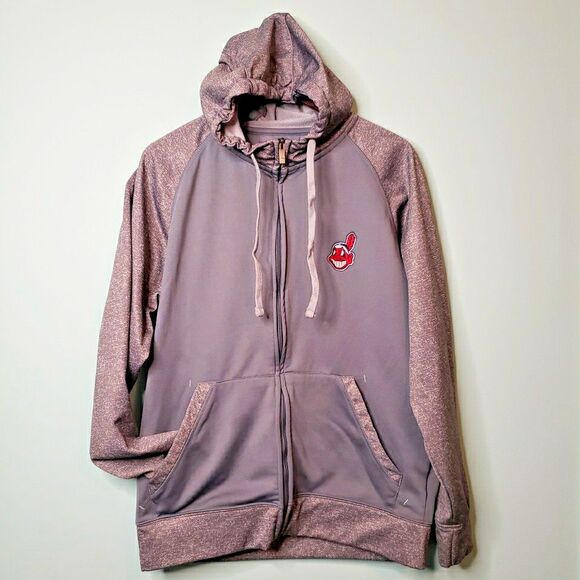 Antigua Cleveland Indians Jacket Full Zip Drawstring Hoodie Chief Wahoo Sz Large - Picture 1 of 14